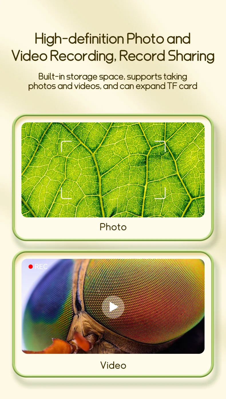 Kindermikroskop, 1000-fache Vergrößerungsmikroskop, 200 Megapixel, mit LED-Foto- und Videofunktion, Lernspielzeug, Wissenschaft für Kinder