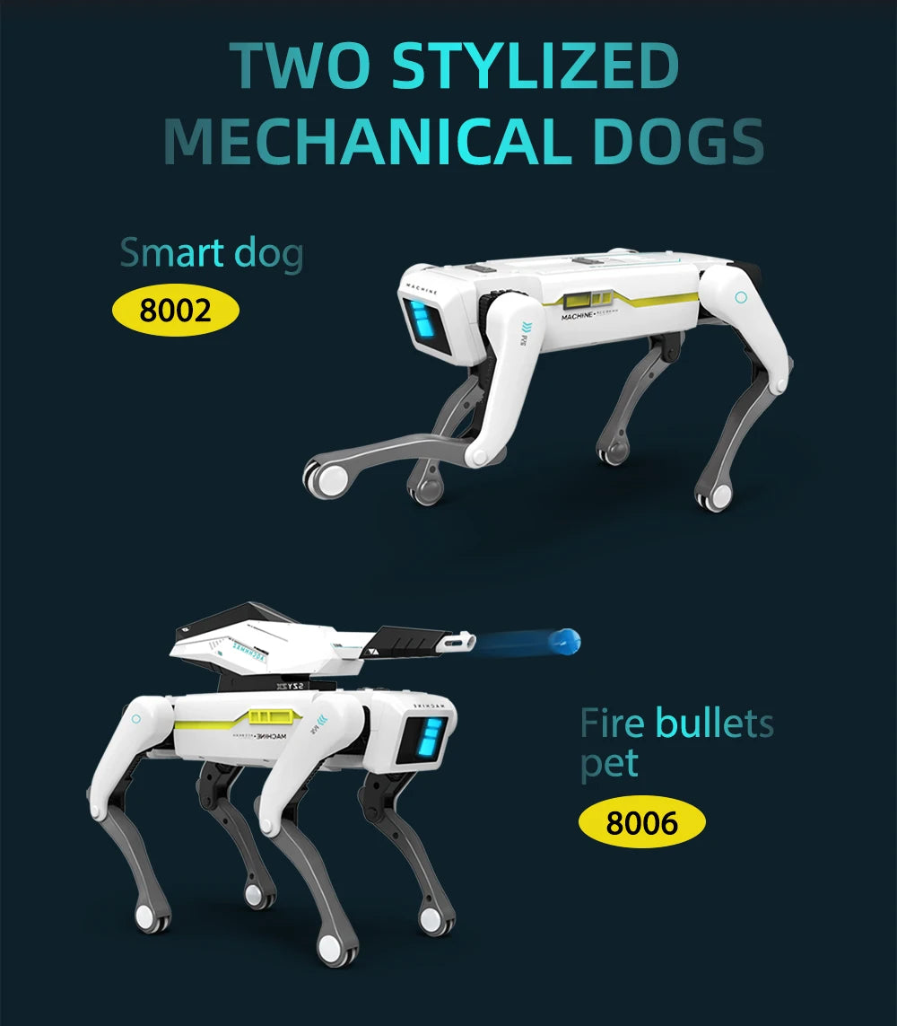 Teeggi Multifunktions-RC-mechanischer Hund, elektrischer RC, intelligenter Roboterhund mit Revolver, Lernspielzeug, bionisches intelligentes Roboter-Spielzeug, Geschenk