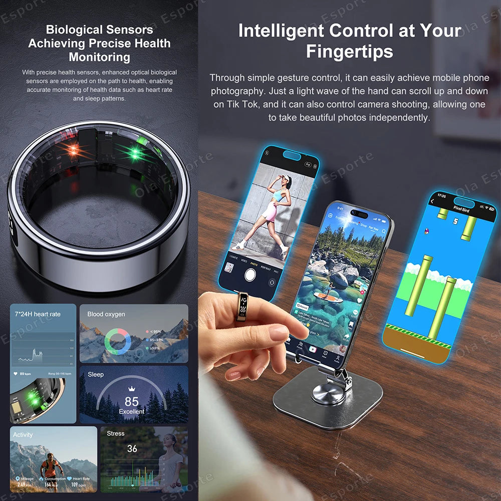 Neue R11 Smart Ring Männer Frauen LED Display Bildschirm Herzfrequenz Blut Sauerstoff Überwachung Wasserdichte Multi Sport Modi Smartrings 2025