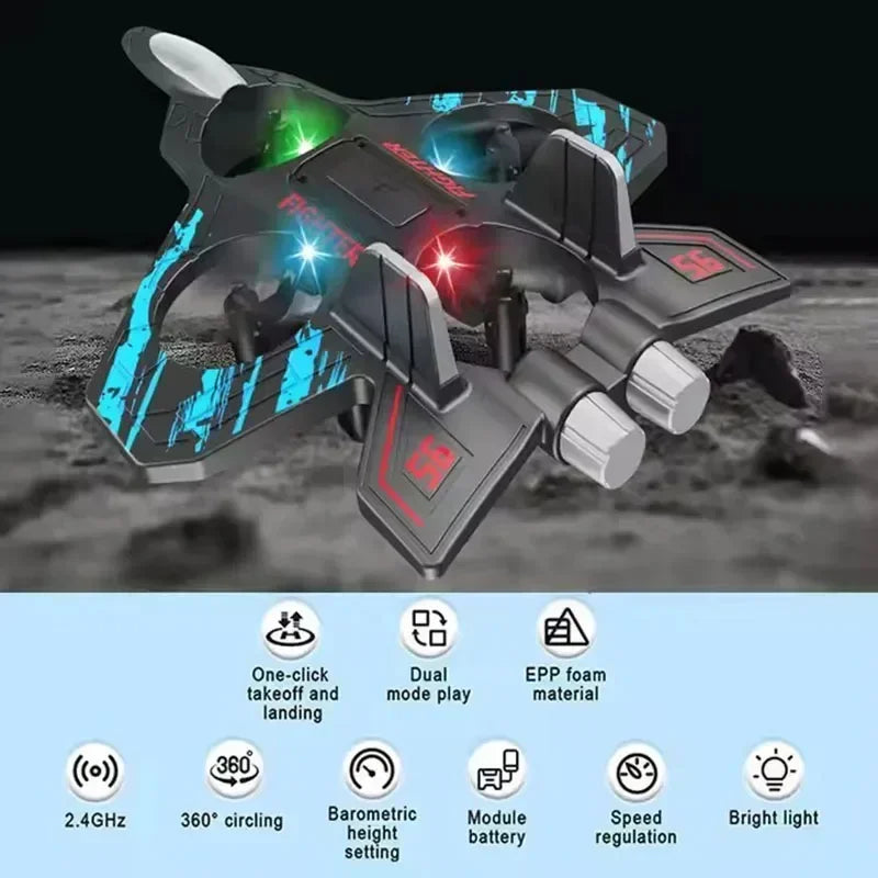 Fernbedienung Flugzeug V17 Jet Fighter Stunt Rc Flugzeug 360 °   Kreisendes ferngesteuertes Kampfflugzeug-Modellspielzeug mit LED-Leuchten