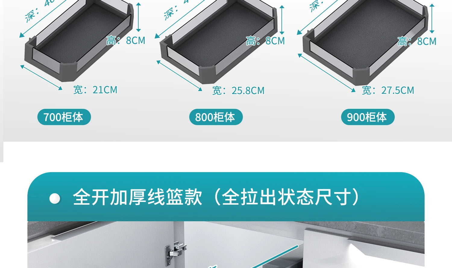 Eckkorb, Küchenschrank, komplett ausziehbar, Aufbewahrungsregal mit zwei Schubladen, Eckkorb