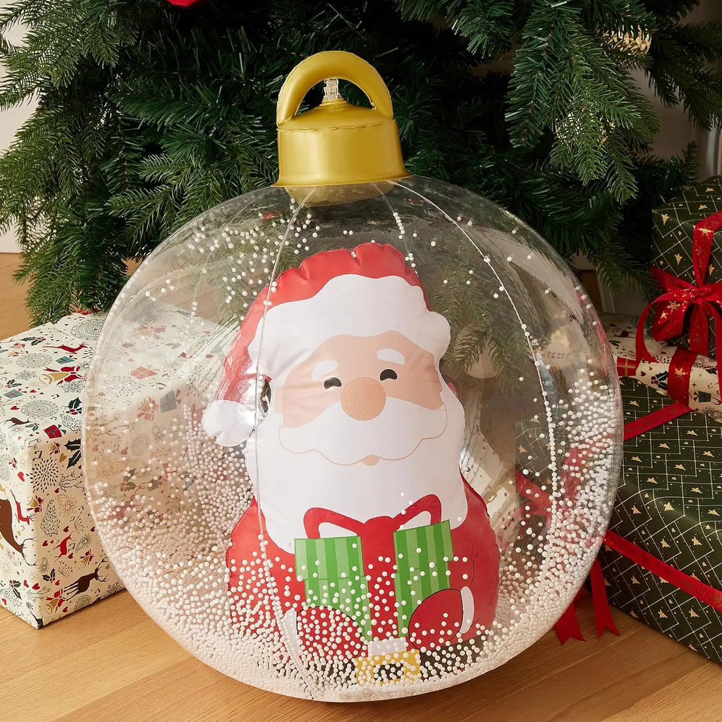 60 cm transparenter riesiger aufblasbarer Weihnachtskugel mit Lichtern, Weihnachtsschmuck, Weihnachts-PVC, aufblasbarer dekorierter Ball