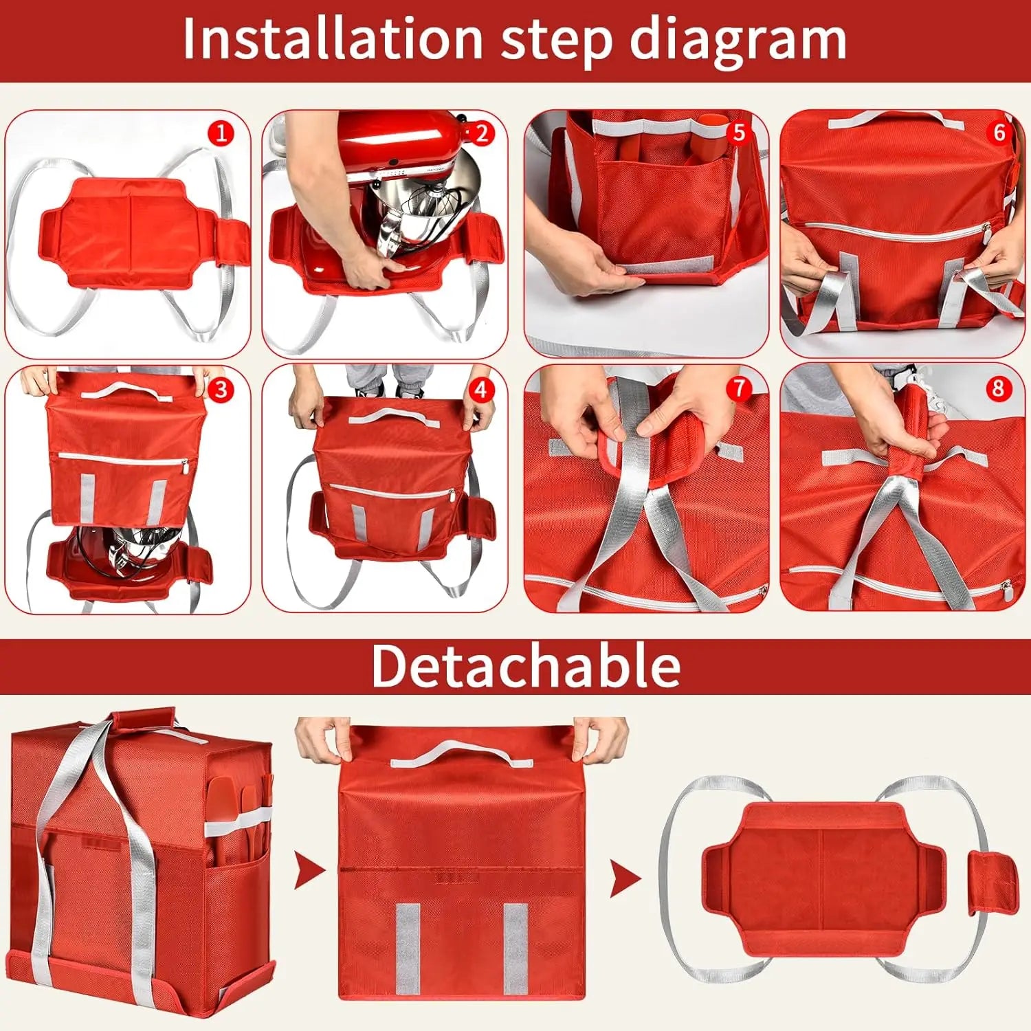 Standmixer-Abdeckung, kompatibel mit KitchenAid Standmixer 4,5–5 Quart, tragbare Reise-Aufbewahrungstasche (nur Box)