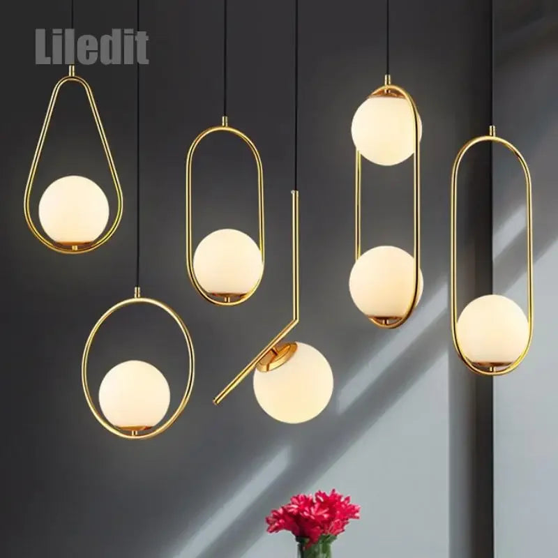 Moderne Led Hängen Lampe Minimalismus Metall Anhänger Lichter Glas Runde Glas Ball Nacht Beleuchtung Wohnzimmer Küche Nordic Deco
