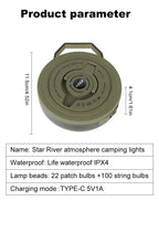 Outdoor-Camping LED Umgebungs licht Typ C wiederauf ladbare tragbare Beleuchtung Taschenlampe mit 6 Modi dekorative Lichterkette