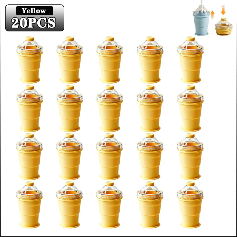Silikon-Eiskugelbecher 2-in-1 – Faltbar, wiederverwendbar, Strohhalm-Deckel, Gelb & Blau