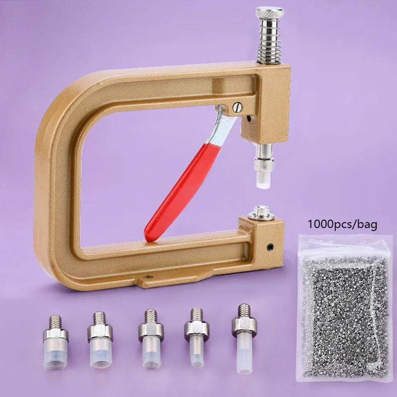 Perlen-Nieten-Setzmaschine für DIY – Halbperlen auf Kleidung, Taschen & Schmuck | inkl. 1000 Nieten