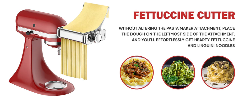 3-in-1-Nudelaufsatz für Kitchenaid-Standmixer, komplett aus Metall, Nudelmaschine, Kitchenaid-Aufsatz, Nudelblatt-Rolle, Spaghetti
