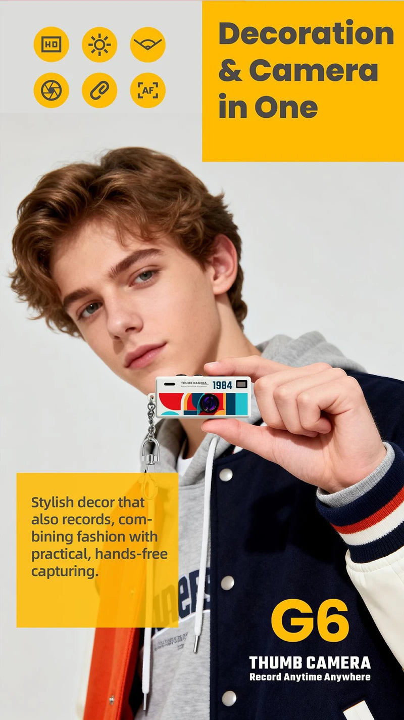 Mini-Schlüsselanhänger-Daumenkamera mit 1080P HD-Videoaufzeichnung und 130 Grad Weitwinkelobjektiv, TFT-LCD-Bildschirm für Studenten 2025