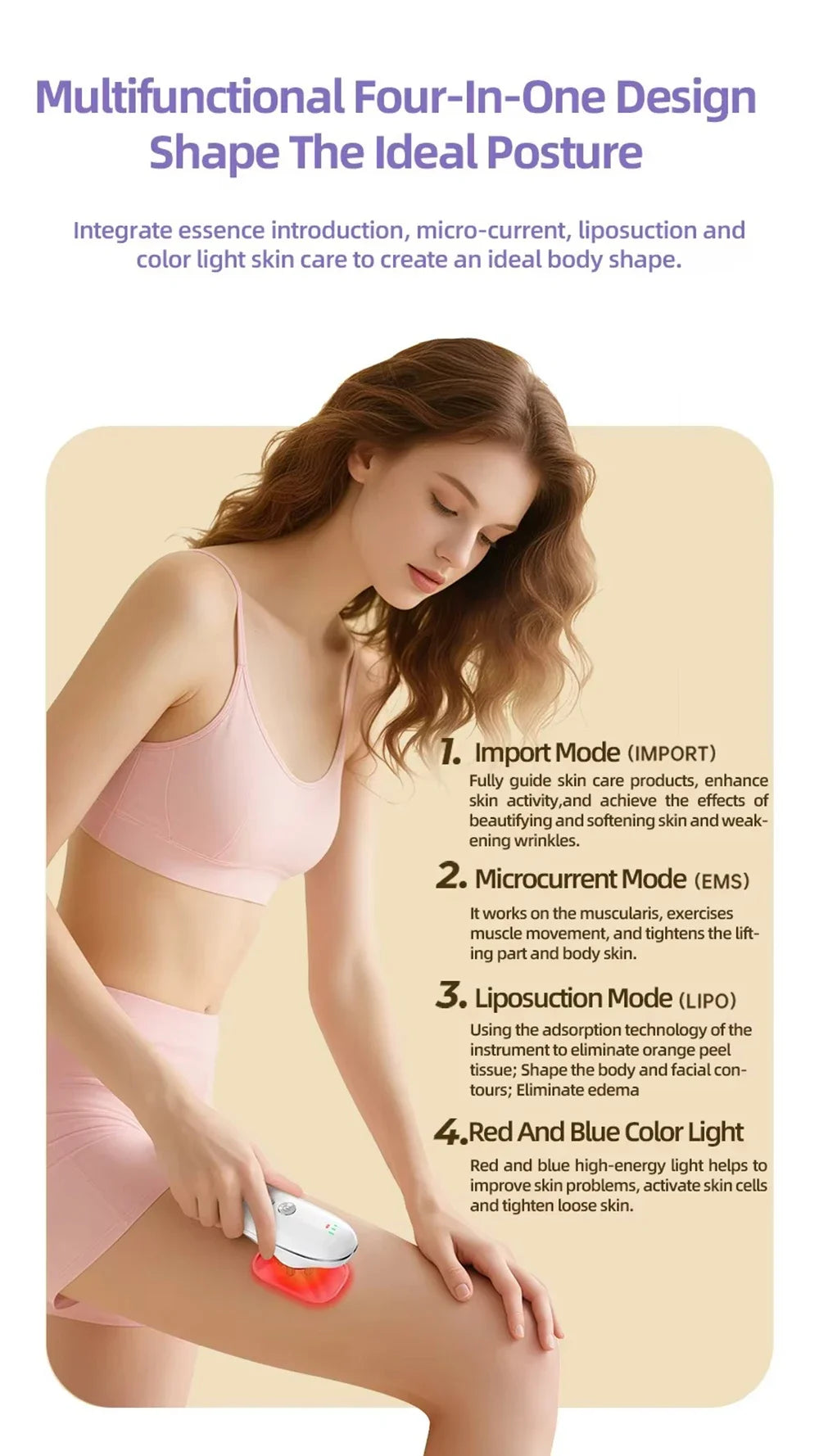 NEUES 2-in-1 elektrisches Cellulite-Massagegerät, Körperformungsgerät für Bein, Bauch, Taille, Arm, Mikrostrom-Gesichtsgerät für die Hautpflege