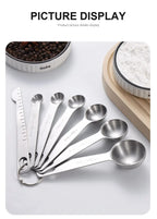 Messlöffel aus Edelstahl, 4/6/7/8-teiliges Set mit Skala, Messlineal, Löffel, Küche, Kaffee, Backen, Messwerkzeug-Set