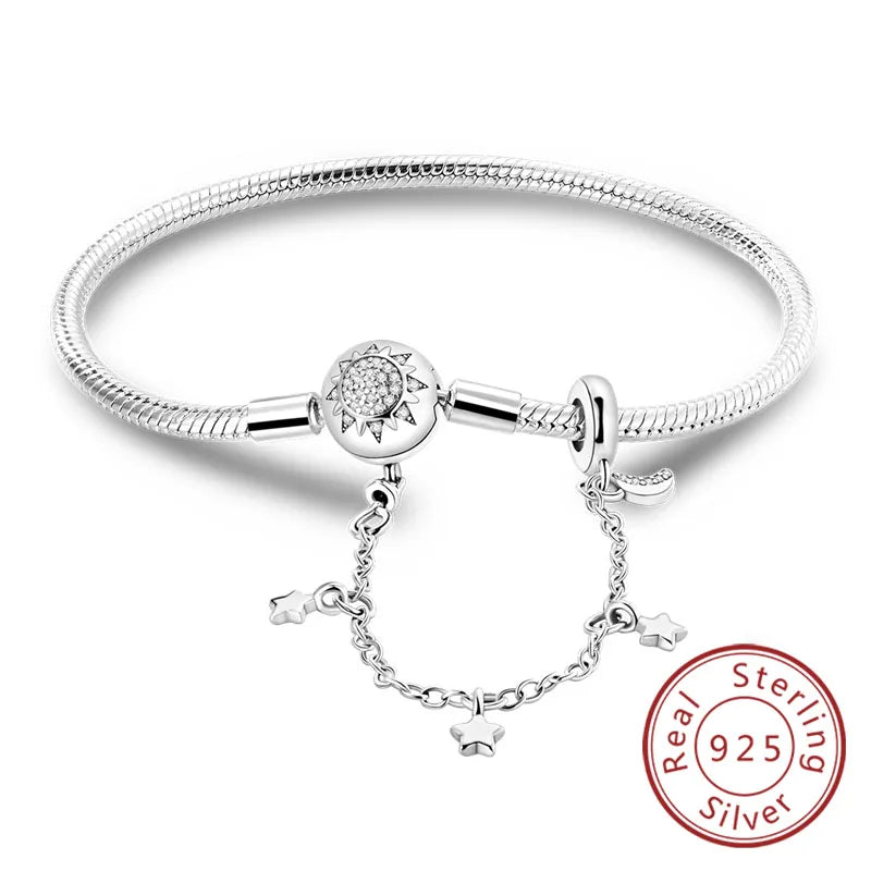 Original-Armband aus 925er-Sterlingsilber, 17–20 cm, Liebesherz, Pavé-Zirkonia-Armband für Frauen, DIY-Charm-Schmuck, Geschenke