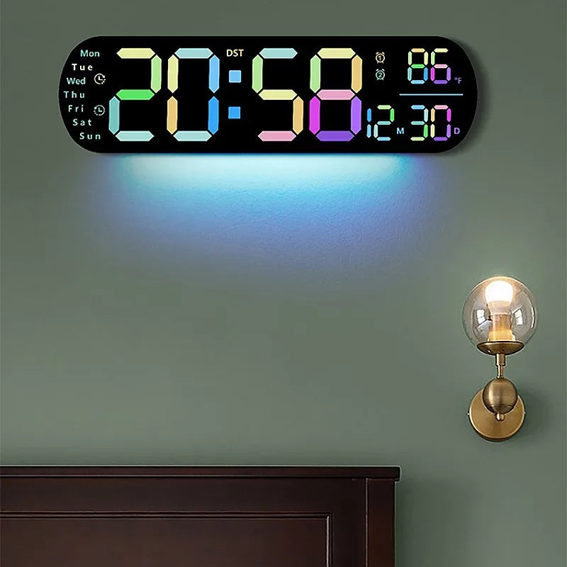 13,78 Zoll Fernbedienung, digitale Wanduhr, Stimmungsbeleuchtung, Timing, Countdown, 2, Alarm, automatischer Dimmer, DST-Stecker, Verwendung, LED-Wecker