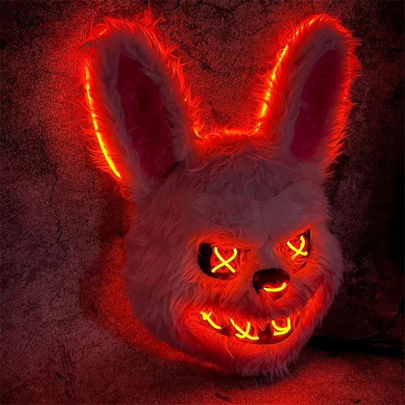 LED-Tiermaske Halloween – Leuchtende Hasen- & Bärmaske für Karneval & Cosplay