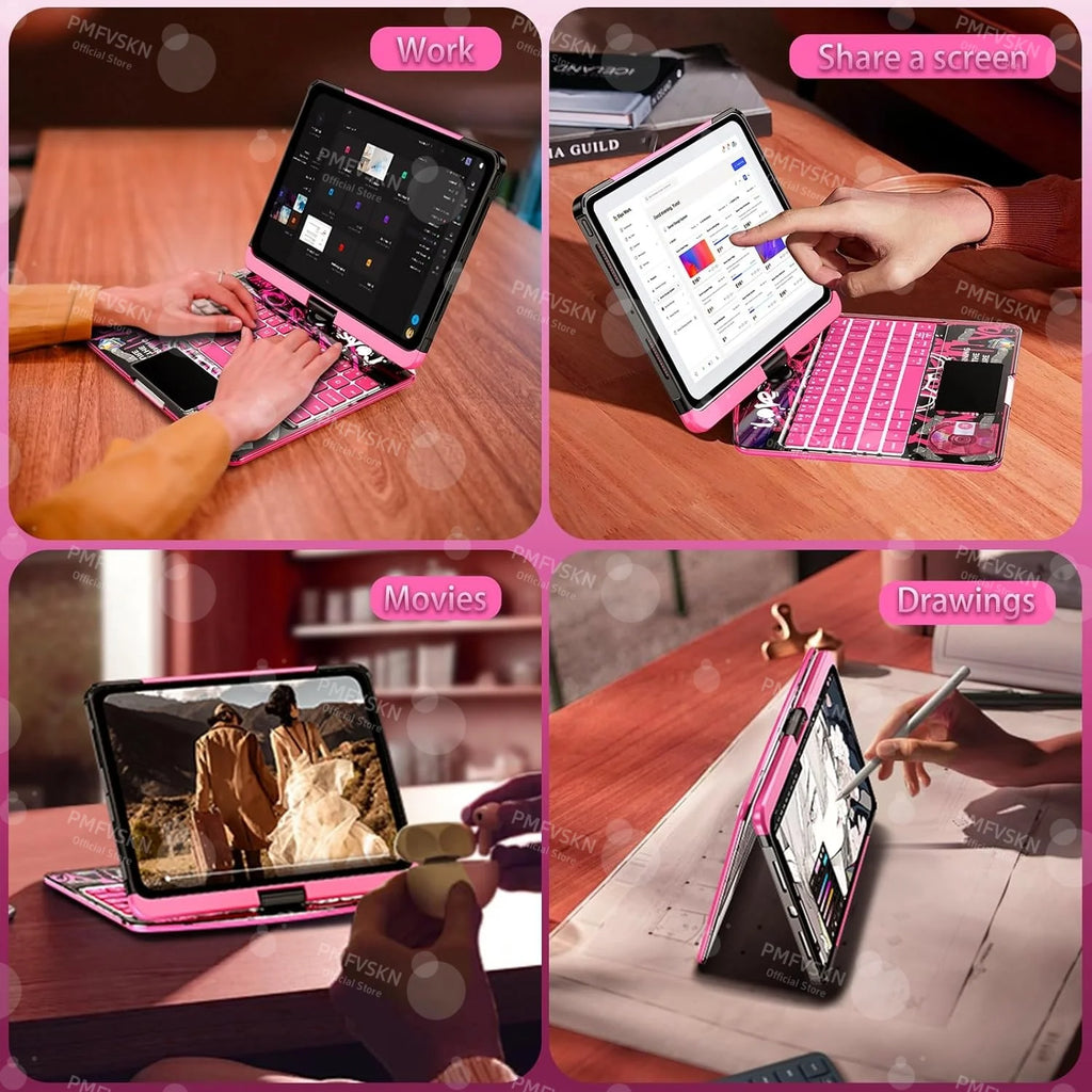 Magic Keyboard Case 360° °,   Für iPad Pro 11, 12,9 2018-2022 Pro 13 2024, Abdeckung Folio Für iPad Air 5th 4th 6th 7th 10,9" 10th 11th Gen