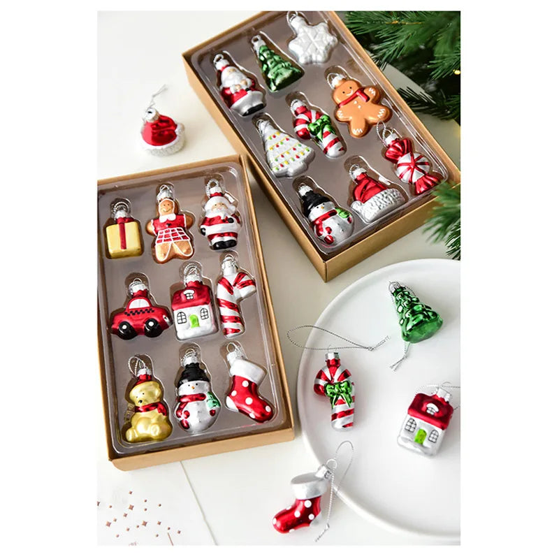 Weihnachten Set Santa Claus Schneemann Elch Weihnachtsbaum Dekor Weihnachtsbaum Anhänger Fenster Wohnzimmer Rucksack Auto Innen Dekor