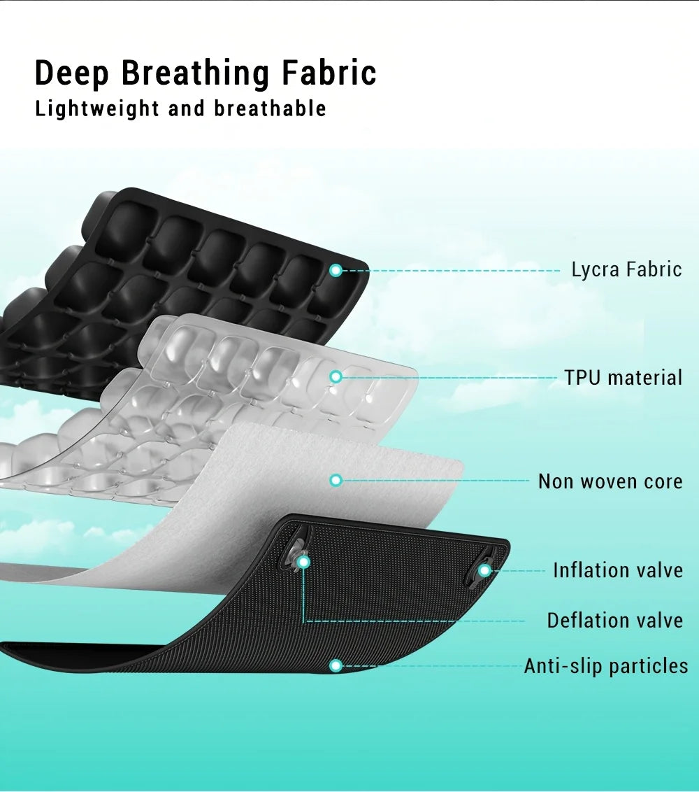 Airbag-Reisekissen, leichtes, atmungsaktives Reisesitzkissen, hoher Rückpralldruck, tragbares 3D-Luftzellen-Sitzkissen-Dekor
