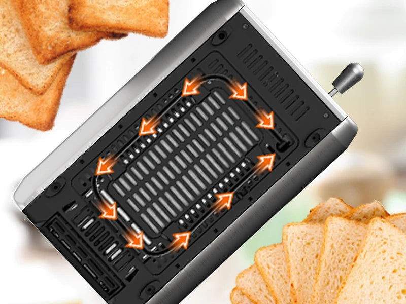 OMESER Küche Edelstahl Zwei Scheiben Toaster Touchscreen Hause Automatische Brot Toaster Frühstück Maschine 6 Bräunungsstufen