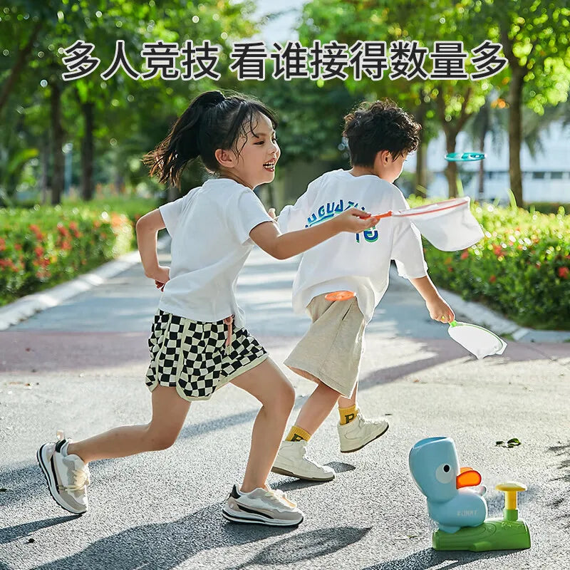 Kinder UFO Flugscheibe – Fußpedal-Starter, Outdoor-Spielzeug, Gelb oder Himmelblau, ab 4 J.