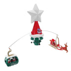 Rotierender Weihnachtsbaumspitze, musikalischer, leuchtender Weihnachtsbaumstern mit Weihnachtsmann-Rentierschlitten und beleuchtetem Sternenoberteil für Schneemänner