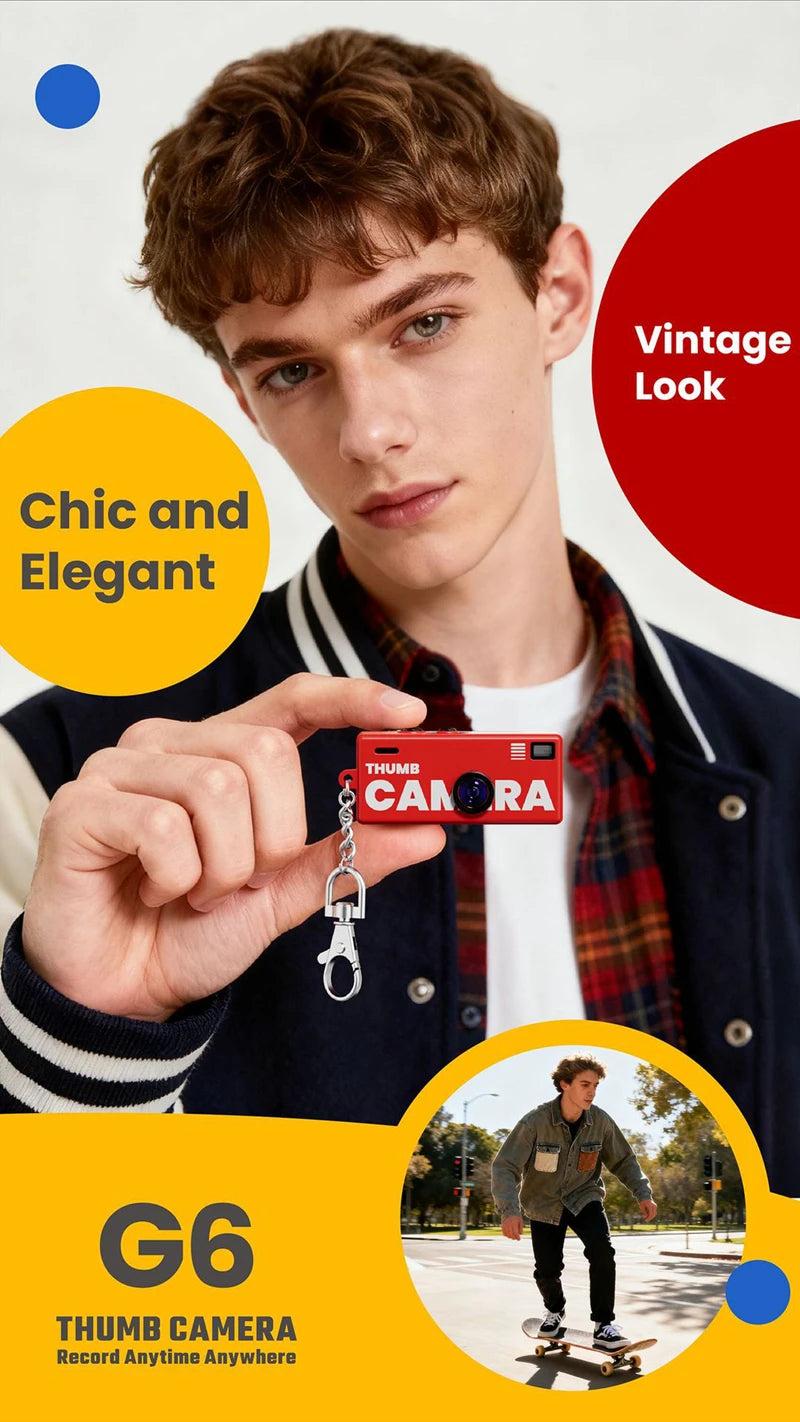 Mini-Schlüsselanhänger-Daumenkamera mit 1080P HD-Videoaufzeichnung und 130 Grad Weitwinkelobjektiv, TFT-LCD-Bildschirm für Studenten 2025
