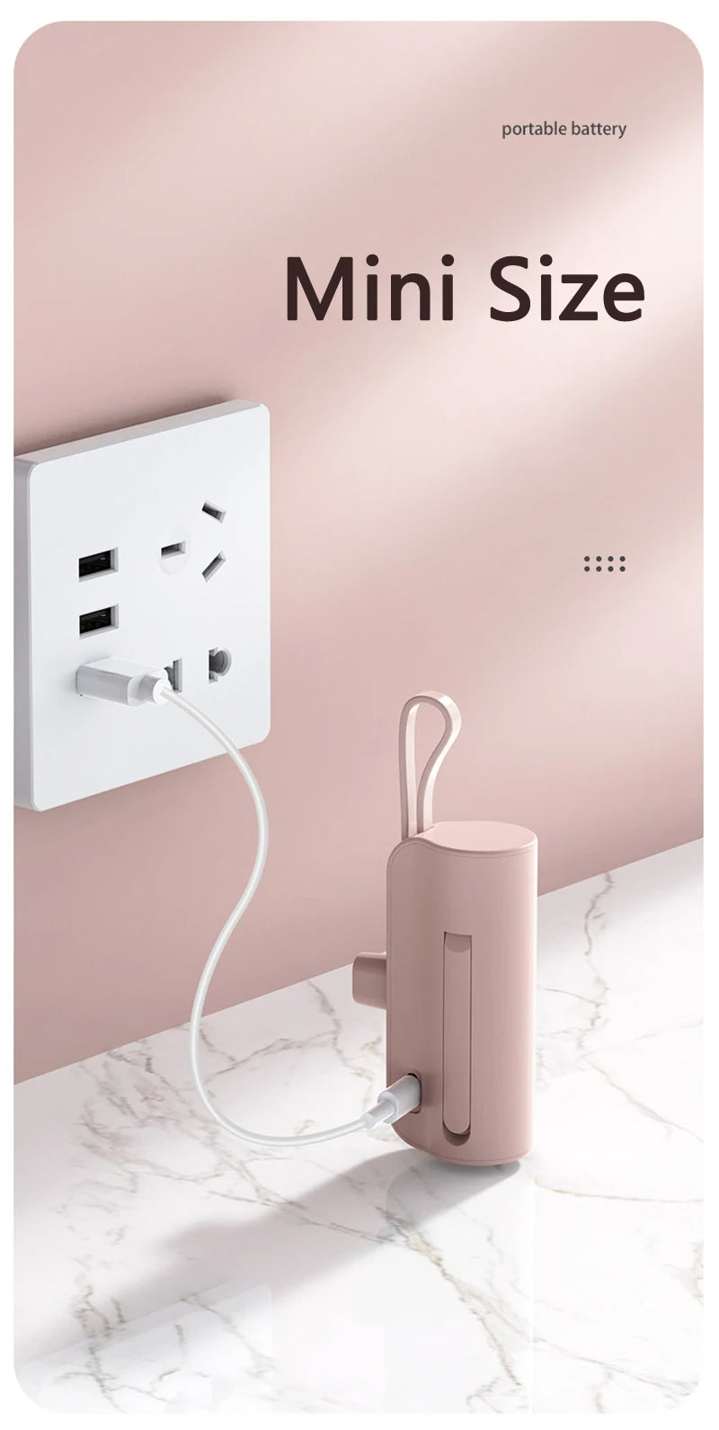 5000 mAh Kapsel Mini Power Bank für iPhone 14 Samsung Huawei Xiaomi Tragbares Ladegerät Powerbank mit Telefonhalter Ersatzakku