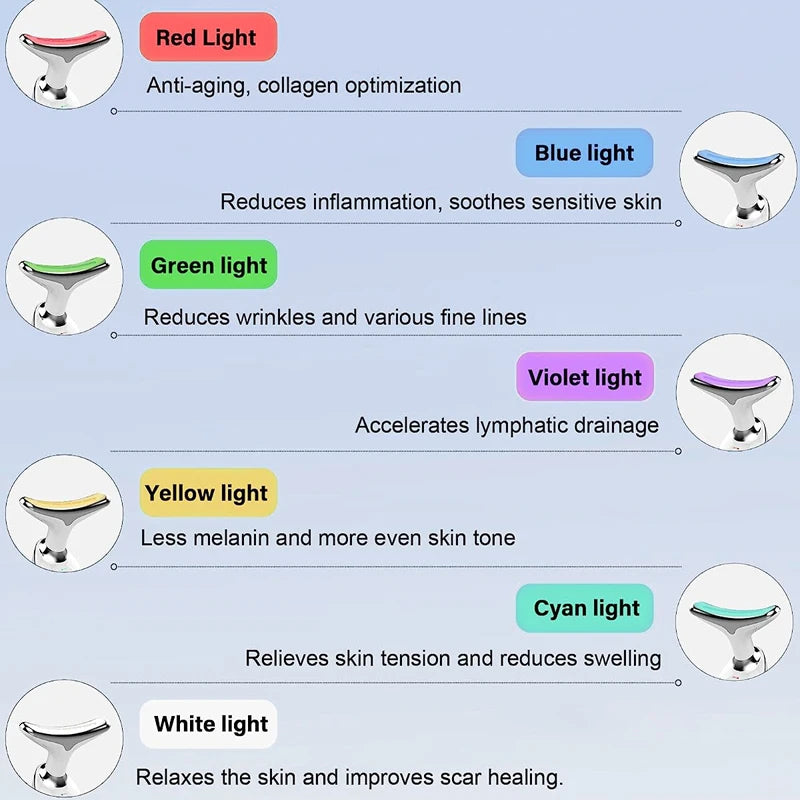 Abay 7-Farben Gesichts- & Hals-Lifting-Gerät – EMS, LED-Lichttherapie, Anti-Falten, CE