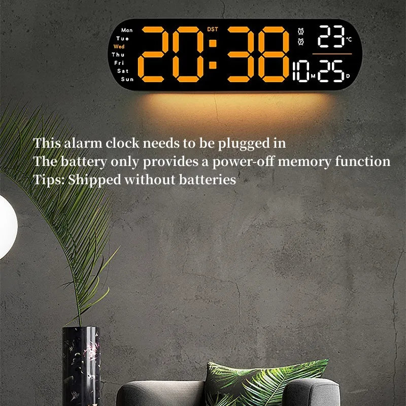 13,78 Zoll Fernbedienung, digitale Wanduhr, Stimmungsbeleuchtung, Timing, Countdown, 2, Alarm, automatischer Dimmer, DST-Stecker, Verwendung, LED-Wecker