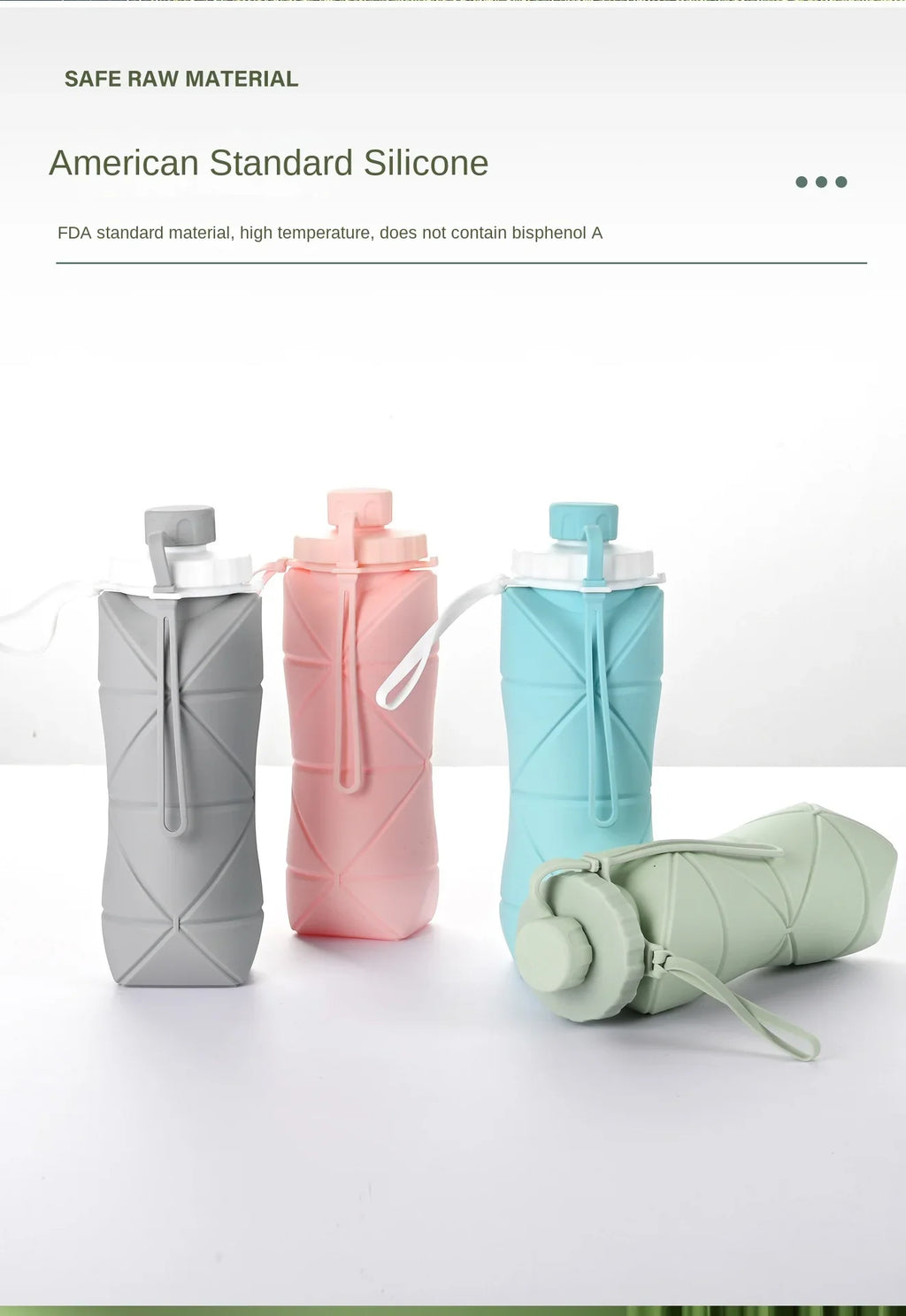 Zusammenklappbarer Silikonbecher, großes Fassungsvermögen, 600 ml, für Outdoor-Reisen, Sport, tragbar, hochtemperaturbeständig, Wasserbecher in Lebensmittelqualität