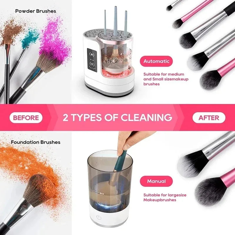 3-in-1 Elektrischer Make-up-Pinselreiniger mit Trockner & Halterung – USB, automatisch