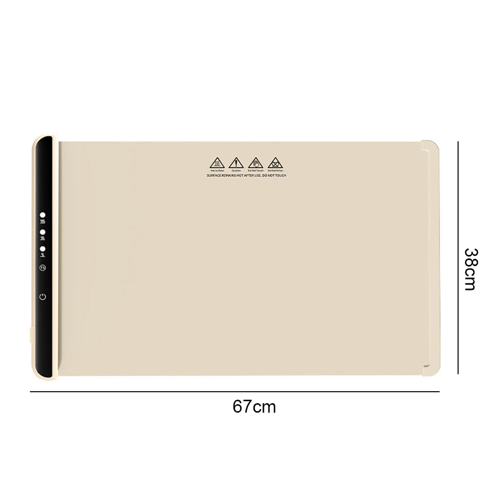 Elektrisches Wärmtablett, Speisenwärmerplatte, faltbar, tragbar, Smart Food, schnelle Erwärmematte, elektrisches Wärmtablett mit 3-Temp-Einstellung