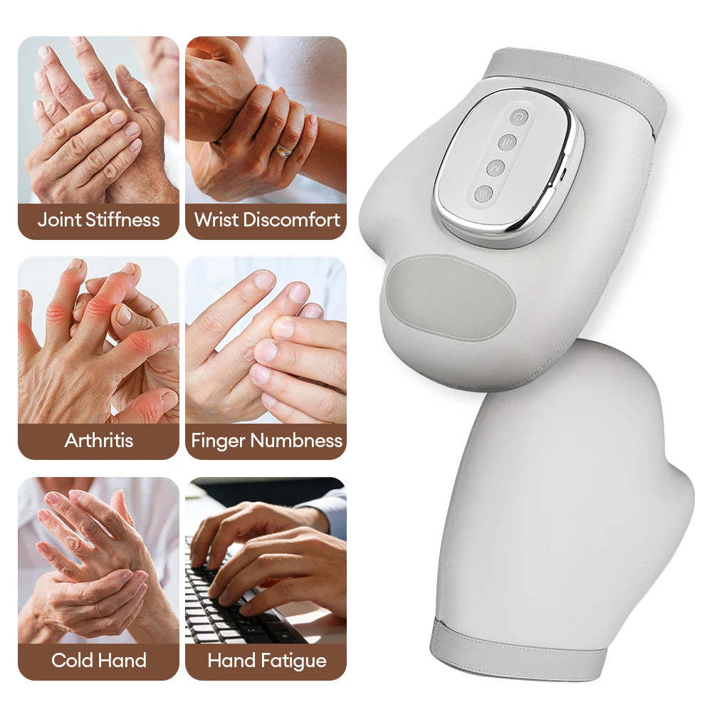 Elektrischer Handmassager mit Luftkompression – 5 Stufen, Wärmefunktion, Vibration, CE