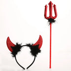 Halloween Kostüm Mädchen – Vampir-Teufel-Prinzessin, Schwarz-Rotes Tüllkleid mit Zubehör