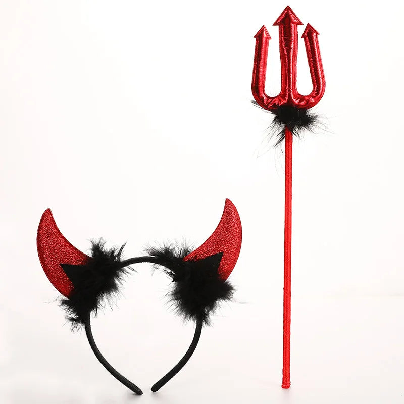 Halloween Kostüm Mädchen – Vampir-Teufel-Prinzessin, Schwarz-Rotes Tüllkleid mit Zubehör