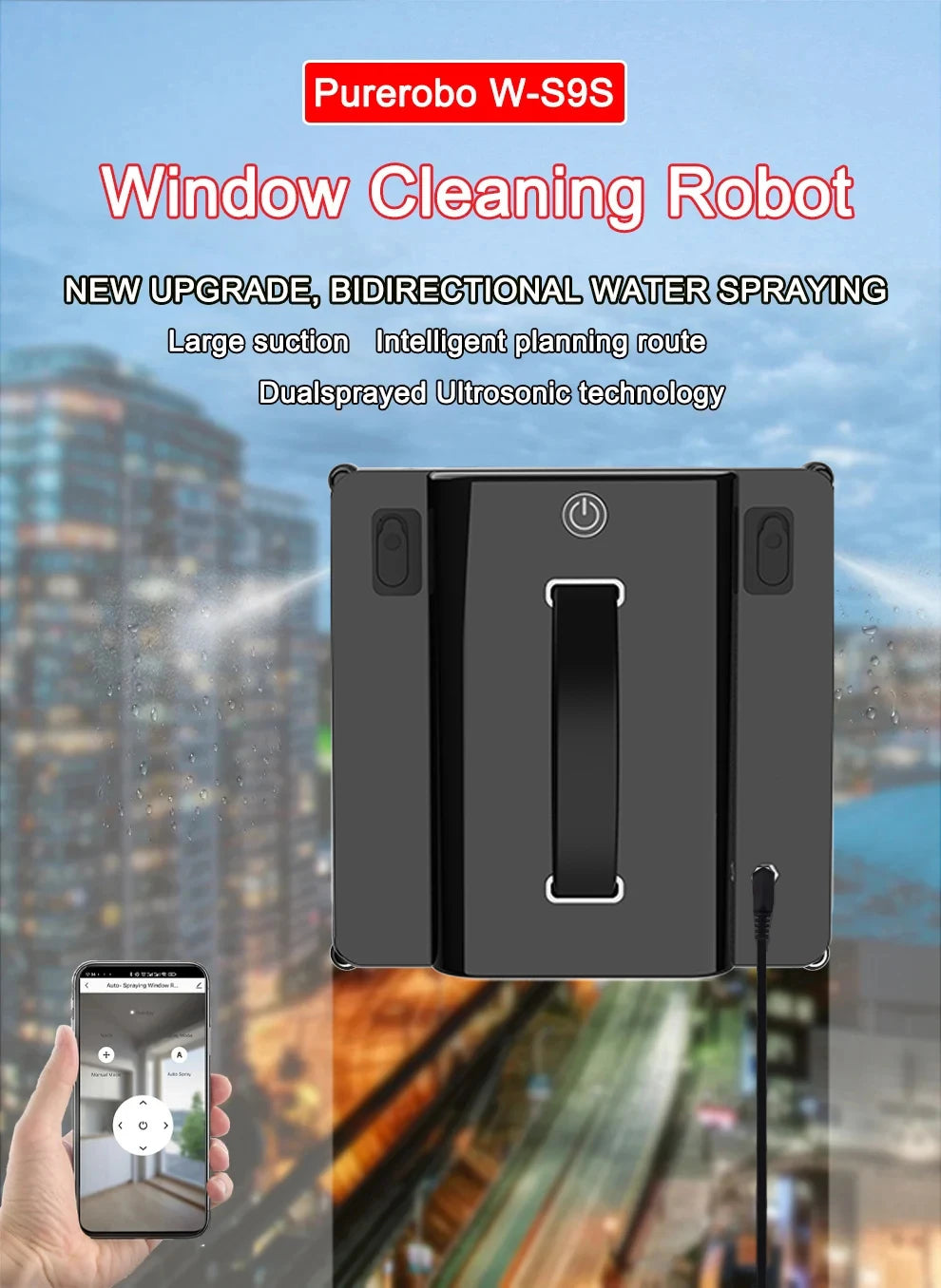 Fensterputzroboter Purerobo W-S9S mit APP Staubsauger