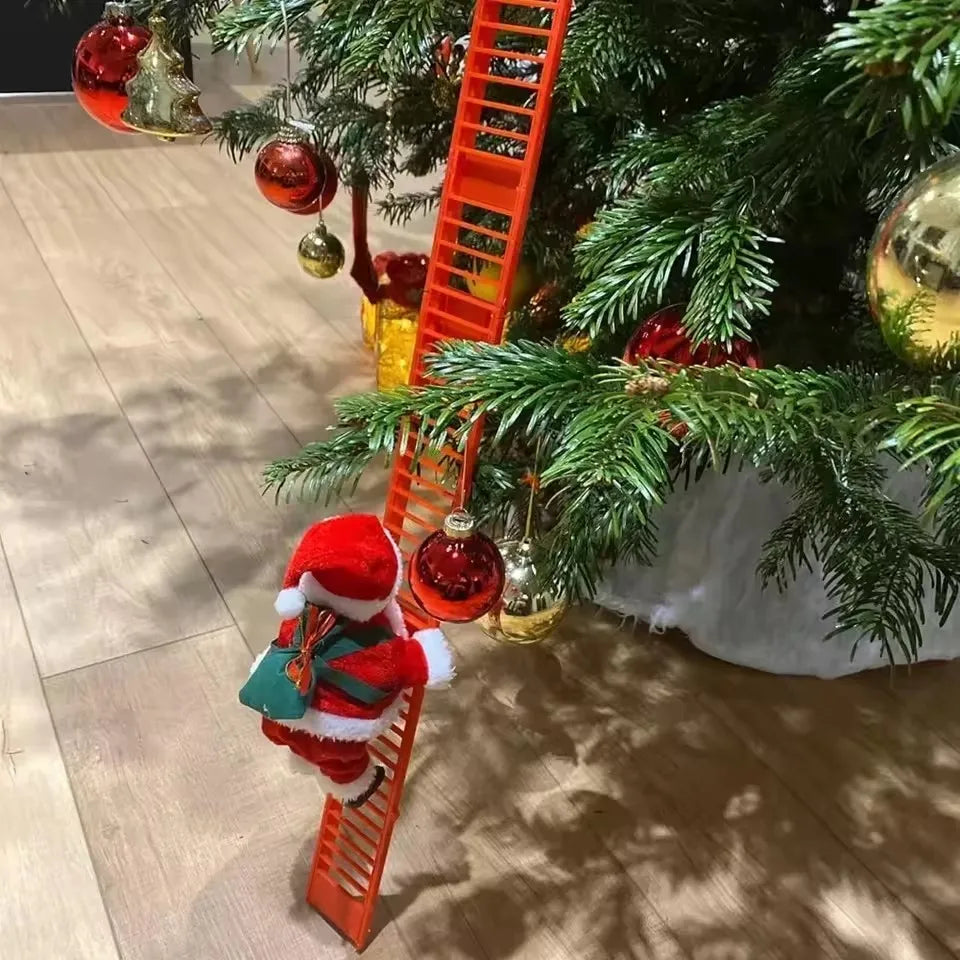 Elektrische Kletterleiter Weihnachtsmann Musikpuppe Weihnachtsschmuck Dekoration für Zuhause Weihnachtsbaum Hängedekoration Neujahrsgeschenk