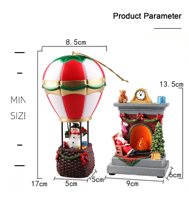 Weihnachten leuchtende Ornamente Weihnachtsmann Schneemann Kamin Harz LED Nachtlicht Weihnachtsdekoration Urlaub Kinder Spielzeug Geschenk
