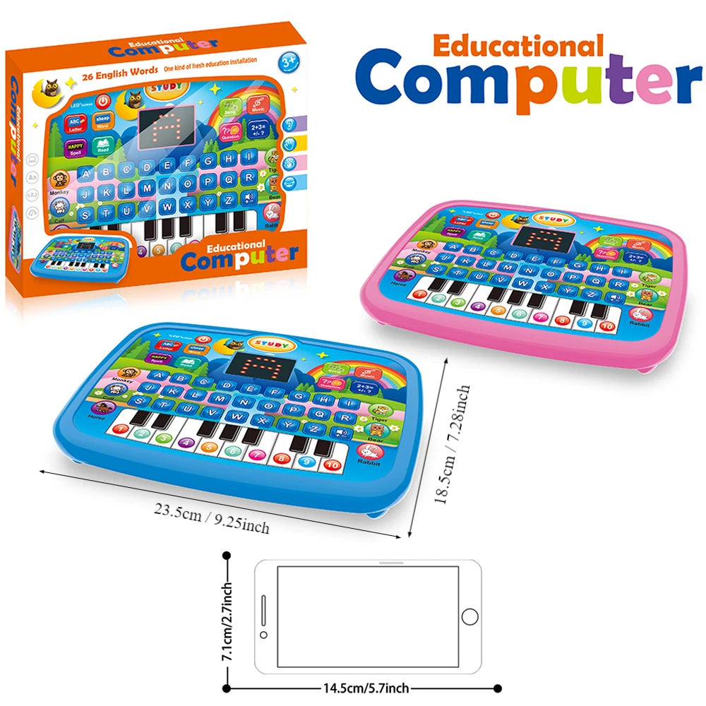 Bildungstablett-Spielzeug für Kinder, Alphabetisierung ab 3 Jahren, Mathematik, Musiklernen, Doppel als elektronische Tastatur, Geburtstags-Weihnachtsgeschenk