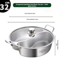 Doppelter Hot Pot aus Edelstahl 316, unterteilt, für chinesische Suppen, 32/34 cm, Induktionskochfeld