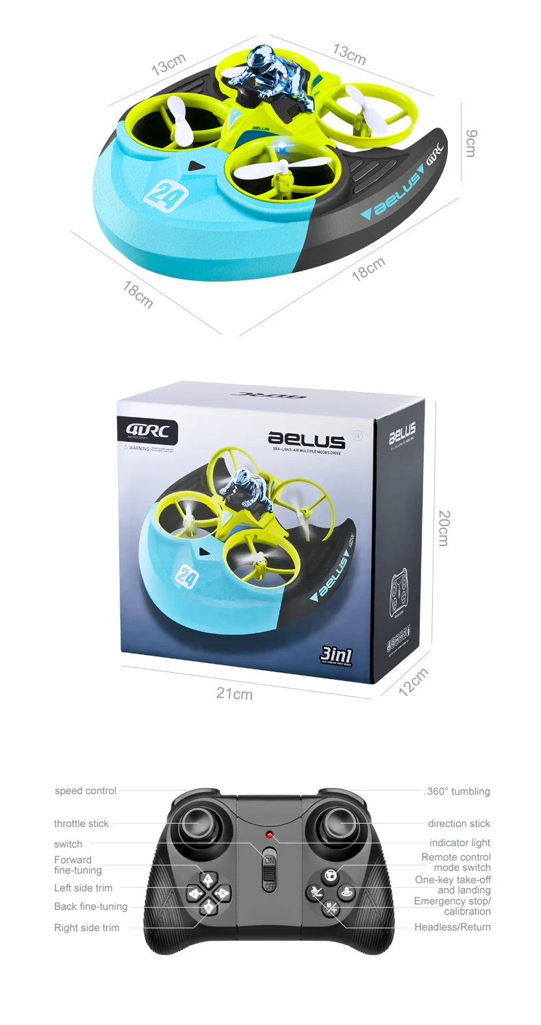 4DRC Mini RC Drohne Höhe halten Headless Modus 3 in 1 Meer Land Luft Flug 2,4G Fernbedienung Quadcopter Boot RC Hubschrauber Spielzeug