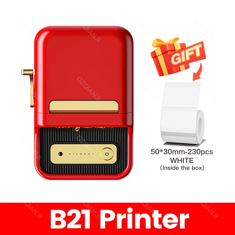 NiiMbot B21 / B1 Bluetooth Etikettendrucker – Tintenfrei, 203dpi, 1200mAh, CE, mit optionalen Etikettenrollen
