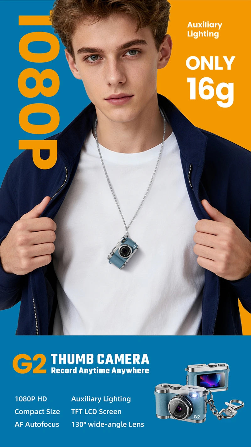 Mini-Daumenkamera, Retro-Digitalkamera, 1080P, Video, tragbar, Reise-Vlog, Anti-Shake-Kamera, unterstützt SD-Karte mit Bildschirm für Kinder