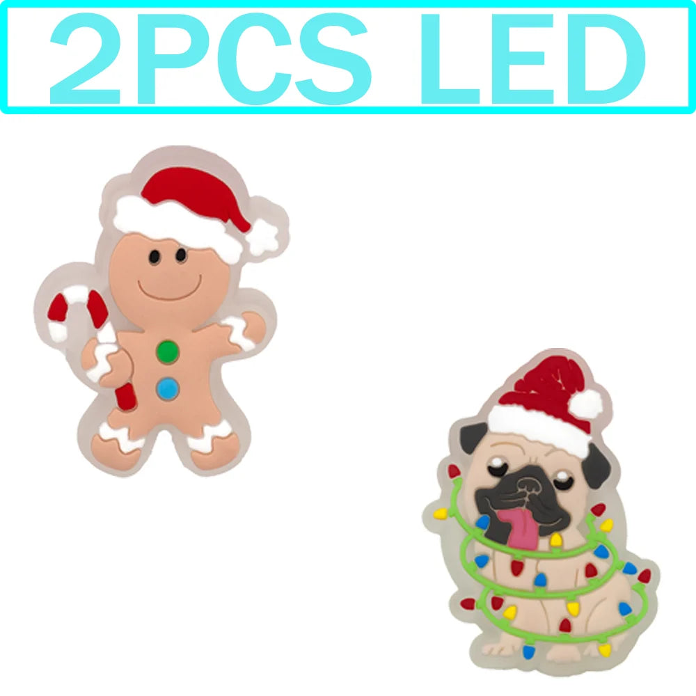 1–5 Stück neue Weihnachts-LED-Schuhanhänger, niedlicher Weihnachtsmann, Katze und Hund, Pin-Zubehör für Sandalen, Schuh-Clogs, Schnalle, Weihnachtsgeschenke