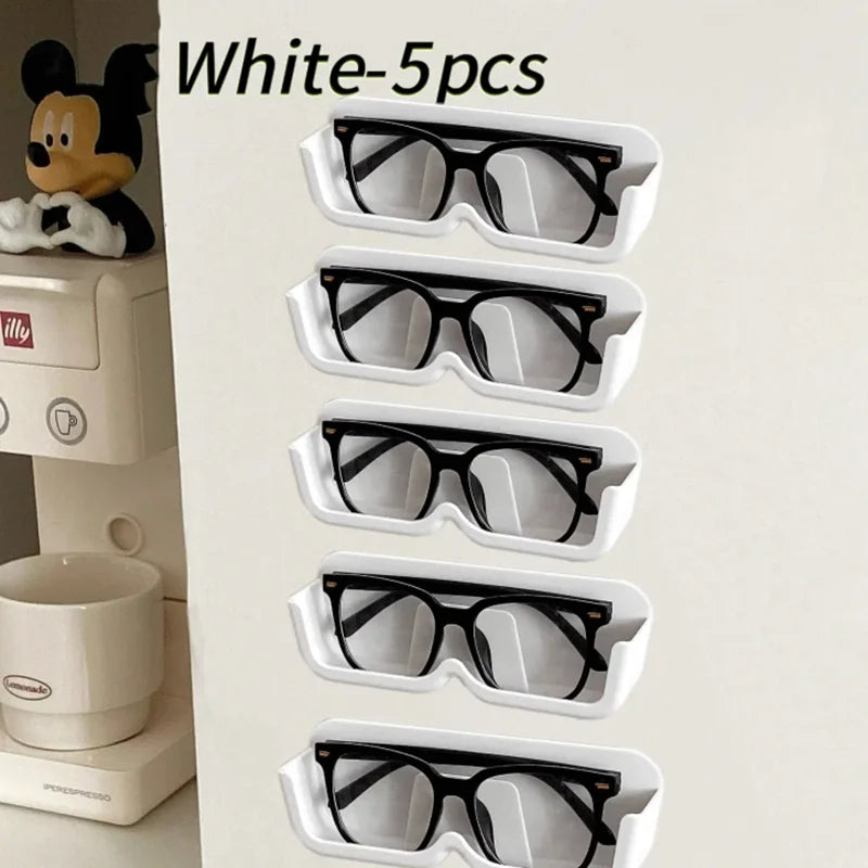Brillen-Organizer Wandhalter – Selbstklebend, Ohne Bohren, 17,5×3,5×5,8cm | Sonnenbrille & Brille | Weiß, Grau & Transparent