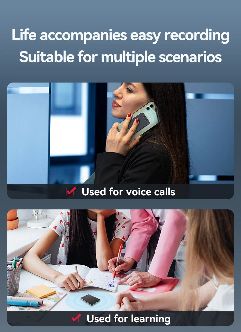 AI ChatGPT App Telefonanruf Aktivierter Diktiergerät Transcribe Summarize Smart Magnet Adsorb 8-128 GB Ultradünnes Kartendiktiergerät
