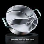 Doppelter Hot Pot aus Edelstahl 316, unterteilt, für chinesische Suppen, 32/34 cm, Induktionskochfeld