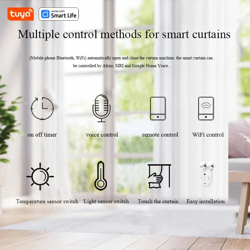 Tuya Smart Wifi Vorhangroboter (mit Gateway), Raffgardinenstange