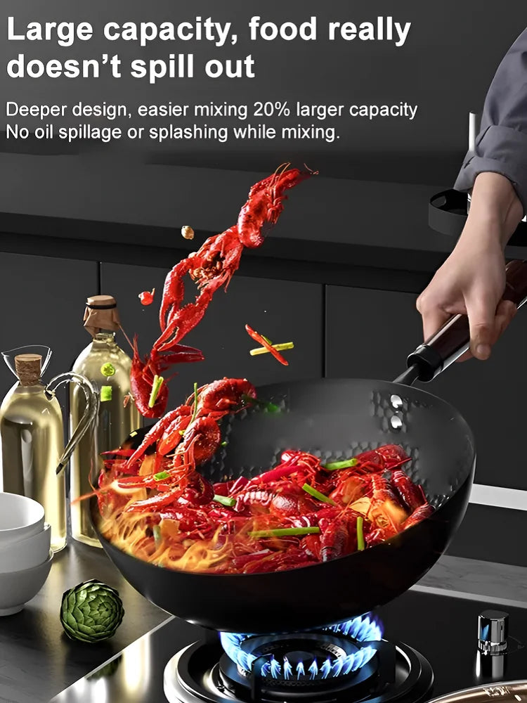 Großer Bauchtopf, vertiefter, antihaftbeschichteter Eisentopf, flacher Boden, unbeschichtet, kleine Bratpfanne, Eisenpfanne mit Deckel, unbeschichtete Bratpfanne, großer Bauch