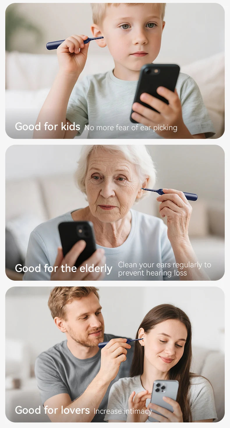 Verbesserter intelligenter visueller Ohrenschmalzreiniger mit Kamera, 800 W HD-Endoskop, multifunktionales visuelles Ohrreinigungswerkzeug, inklusive Stauraum