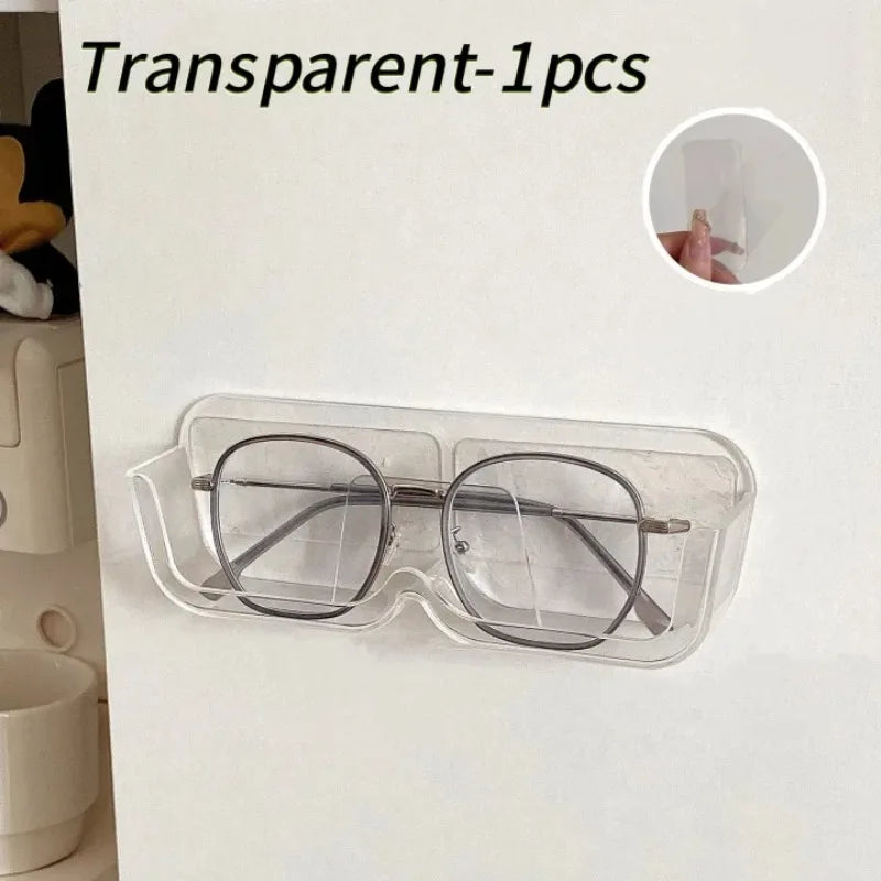 Brillen-Organizer Wandhalter – Selbstklebend, Ohne Bohren, 17,5×3,5×5,8cm | Sonnenbrille & Brille | Weiß, Grau & Transparent